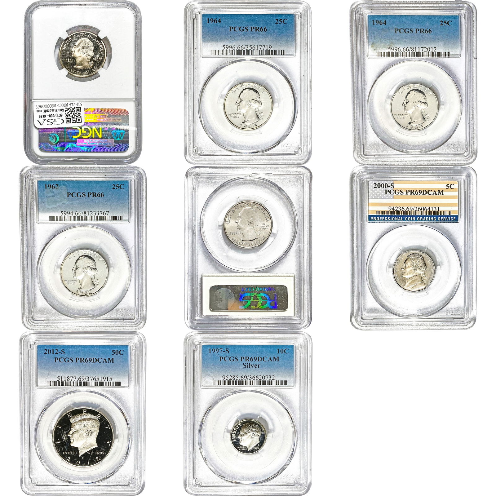 1962-2012 GEM PROOF US Coin Lot W/Silver [8 Coins] PCGS PR66-69 (1 of 5)