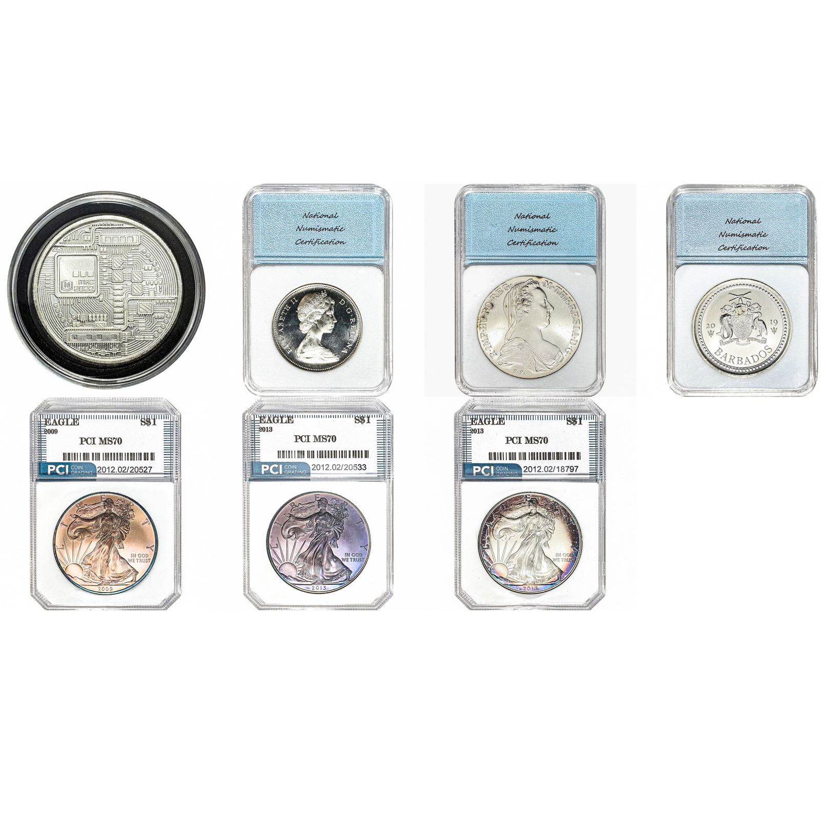 1967-2019 [7] U.S. / World Silver Coin Lot PCI/NNC MS67-70 (1 of 7)