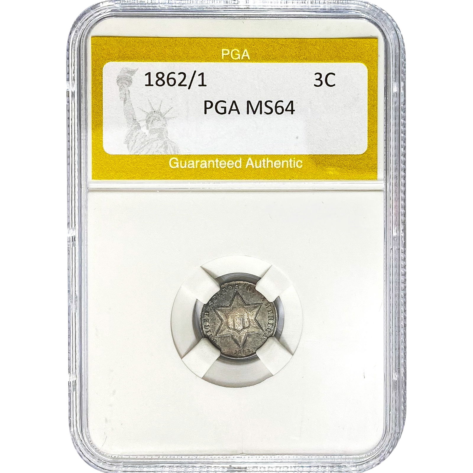 1862/1 3 Cent Silver PGA MS64 (1 of 2)