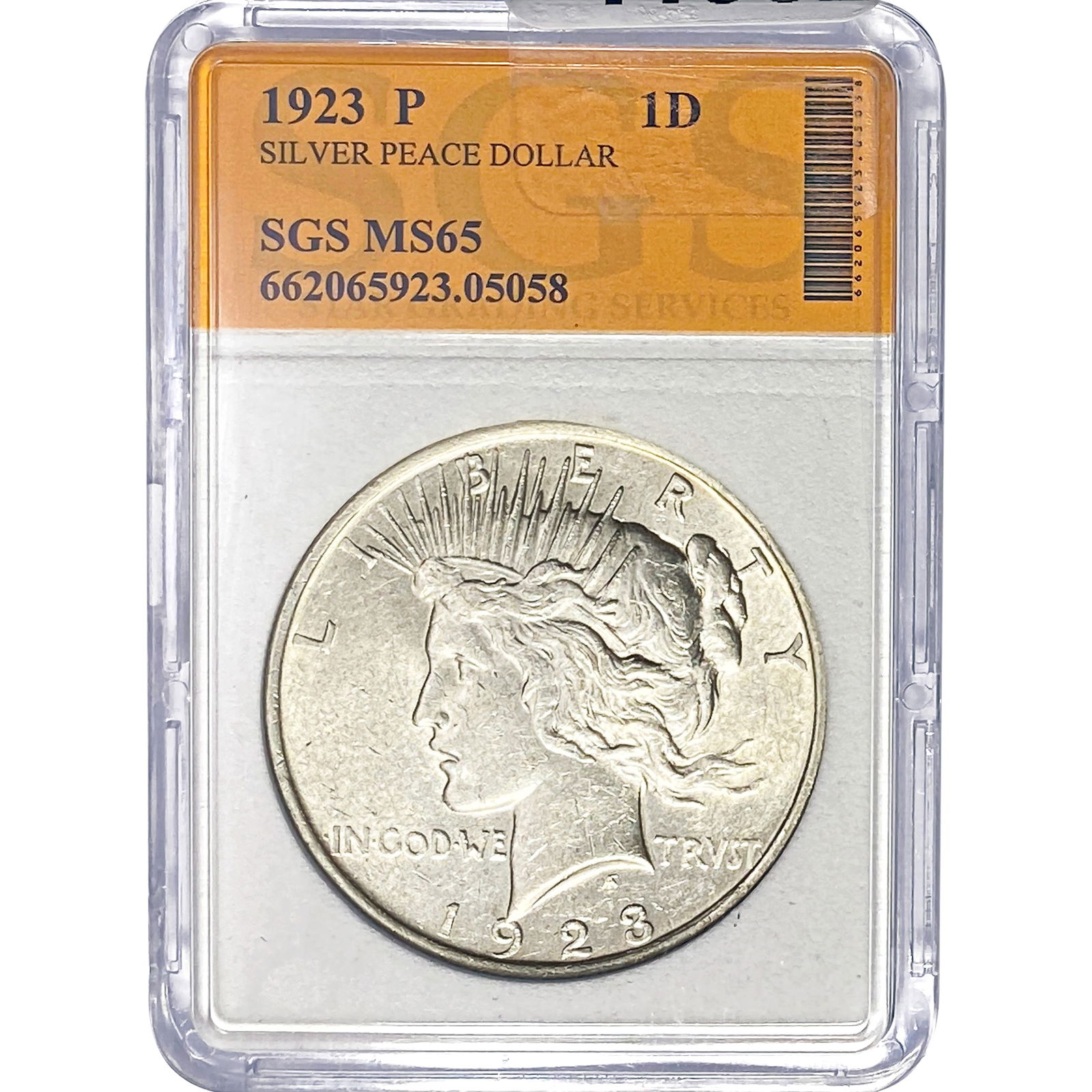 1923 Peace Dollar SGS MS65 (1 of 2)
