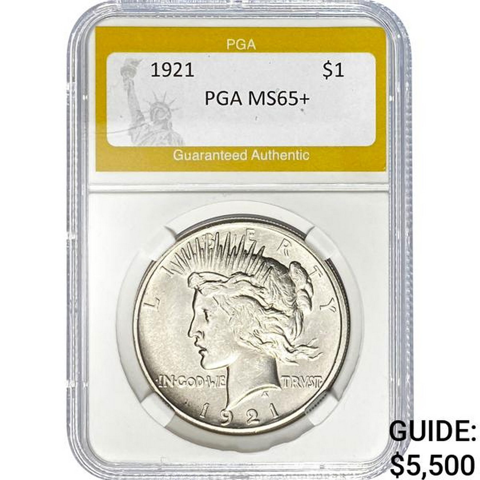 1921 $1 Peace Dollar PGA MS65+ (1 of 2)