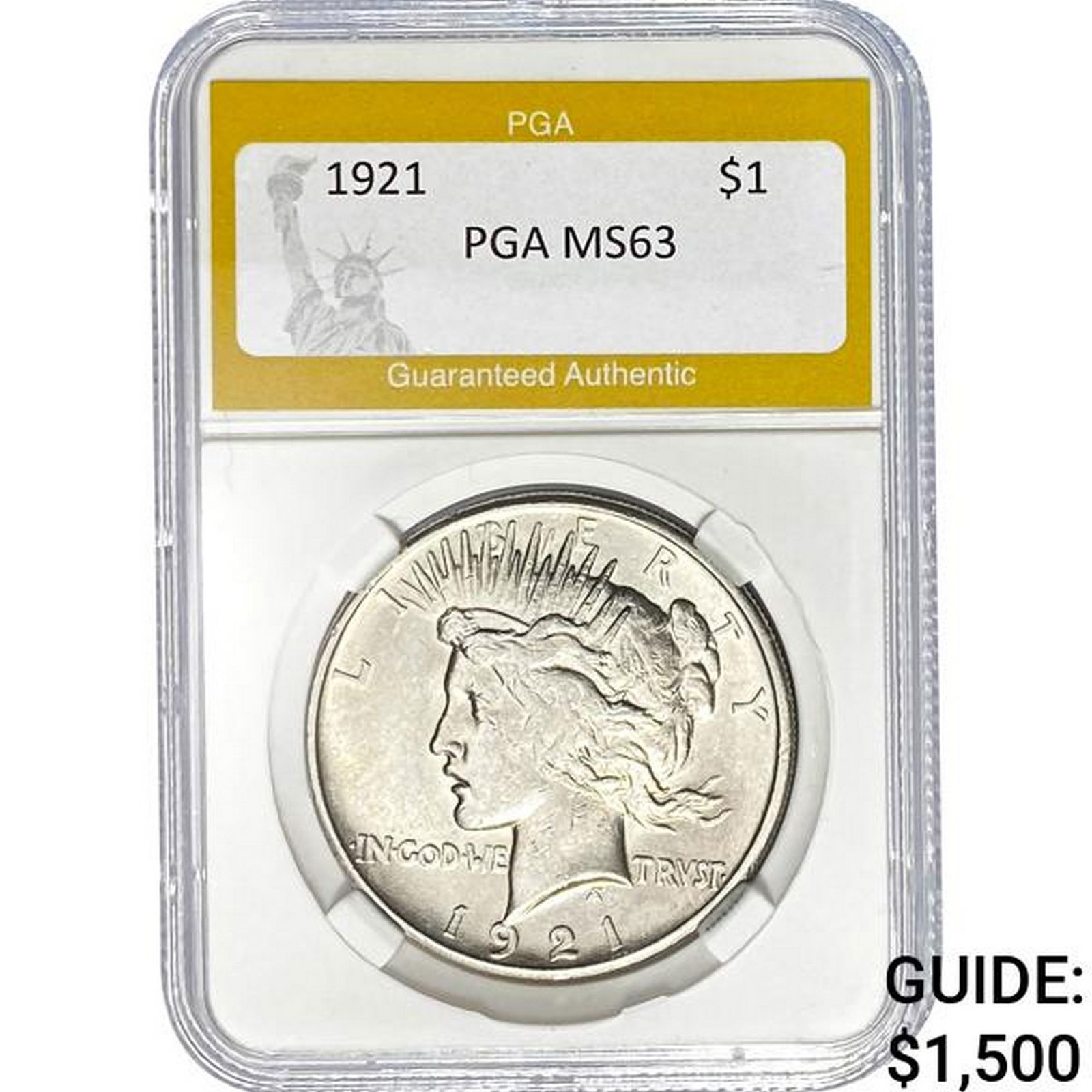 1921 $1 Peace Dollar PGA MS63 (1 of 2)