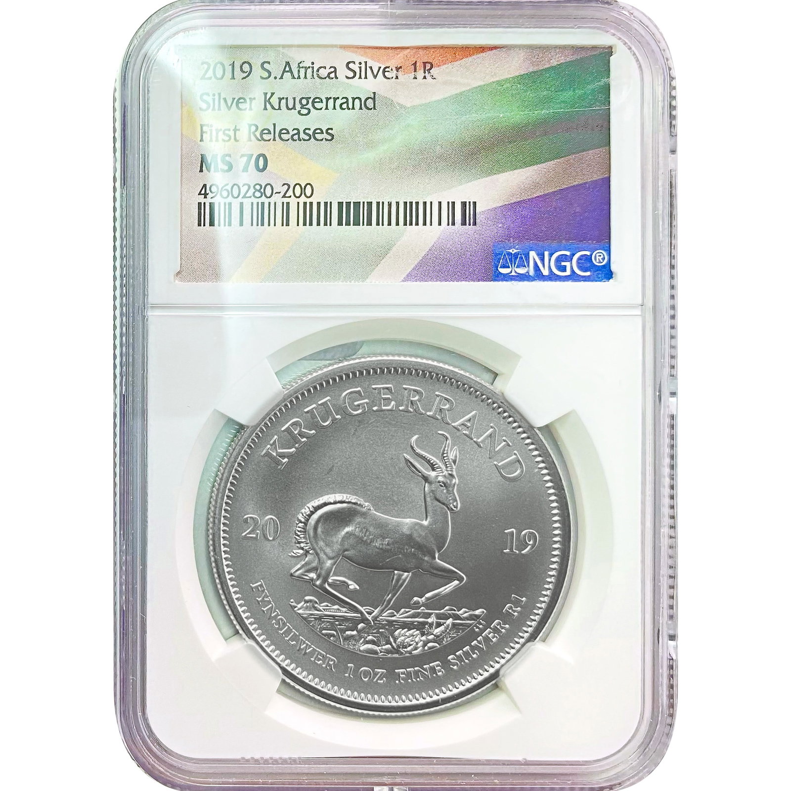 2019 South Africa Silver 1R NGC MS70: 2019 South Africa Silver 1R NGC MS70