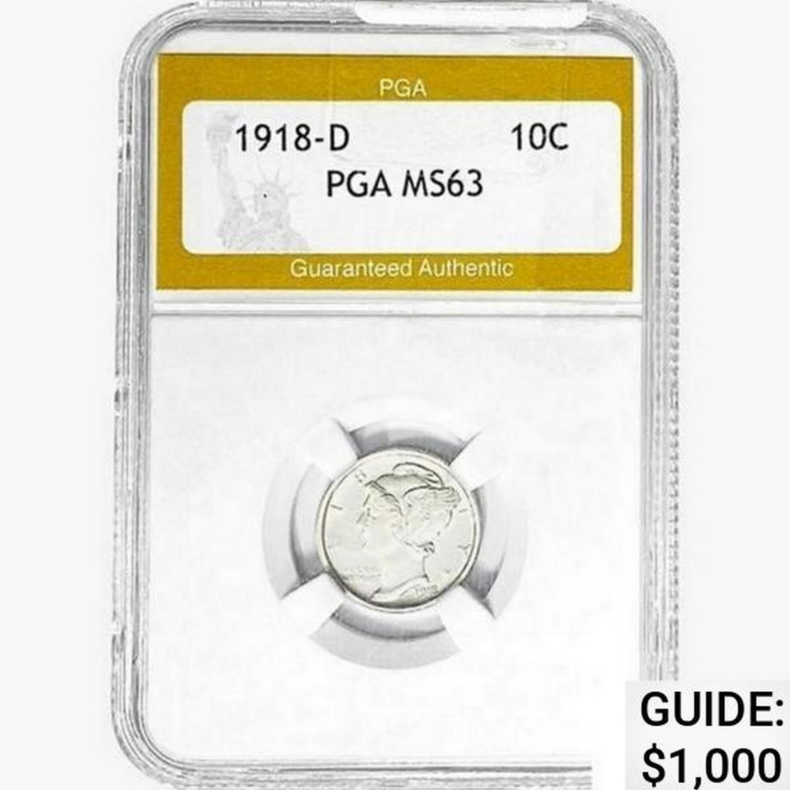1918-D Mercury Silver Dime PGA MS63 (1 of 2)
