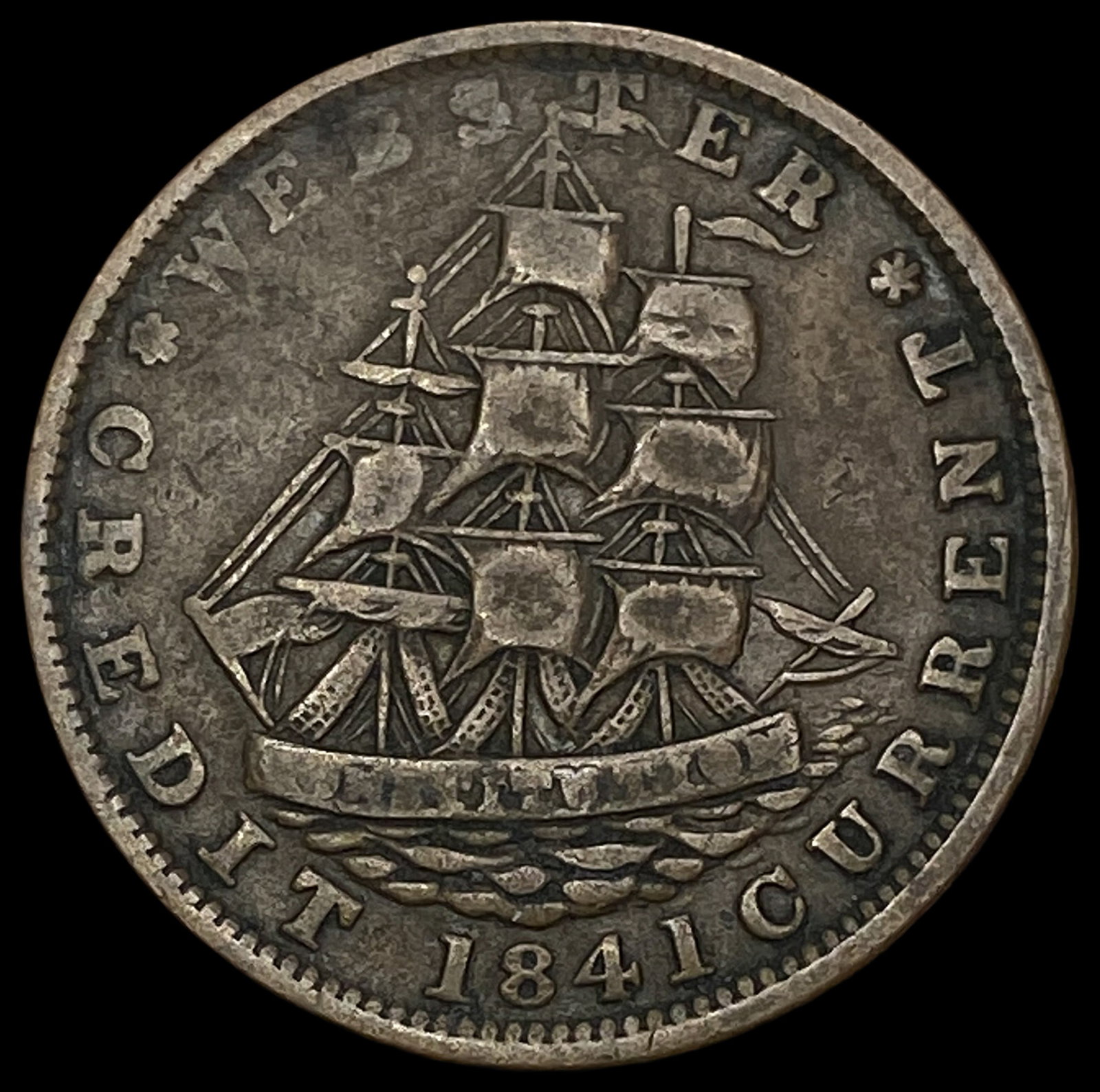 1841 Hard Times Token - Webster Credit C LIGHTLY CIRCULATED: 1841 Hard Times Token - Webster Credit C LIGHTLY CIRCULATED