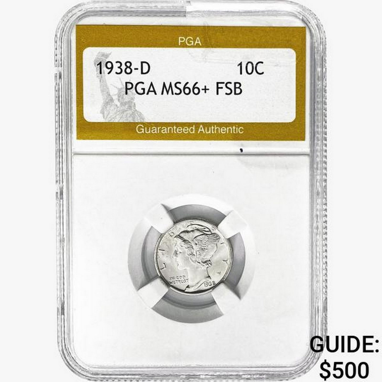 1938-D Mercury Silver Dime PGA MS66+ FSB (1 of 2)