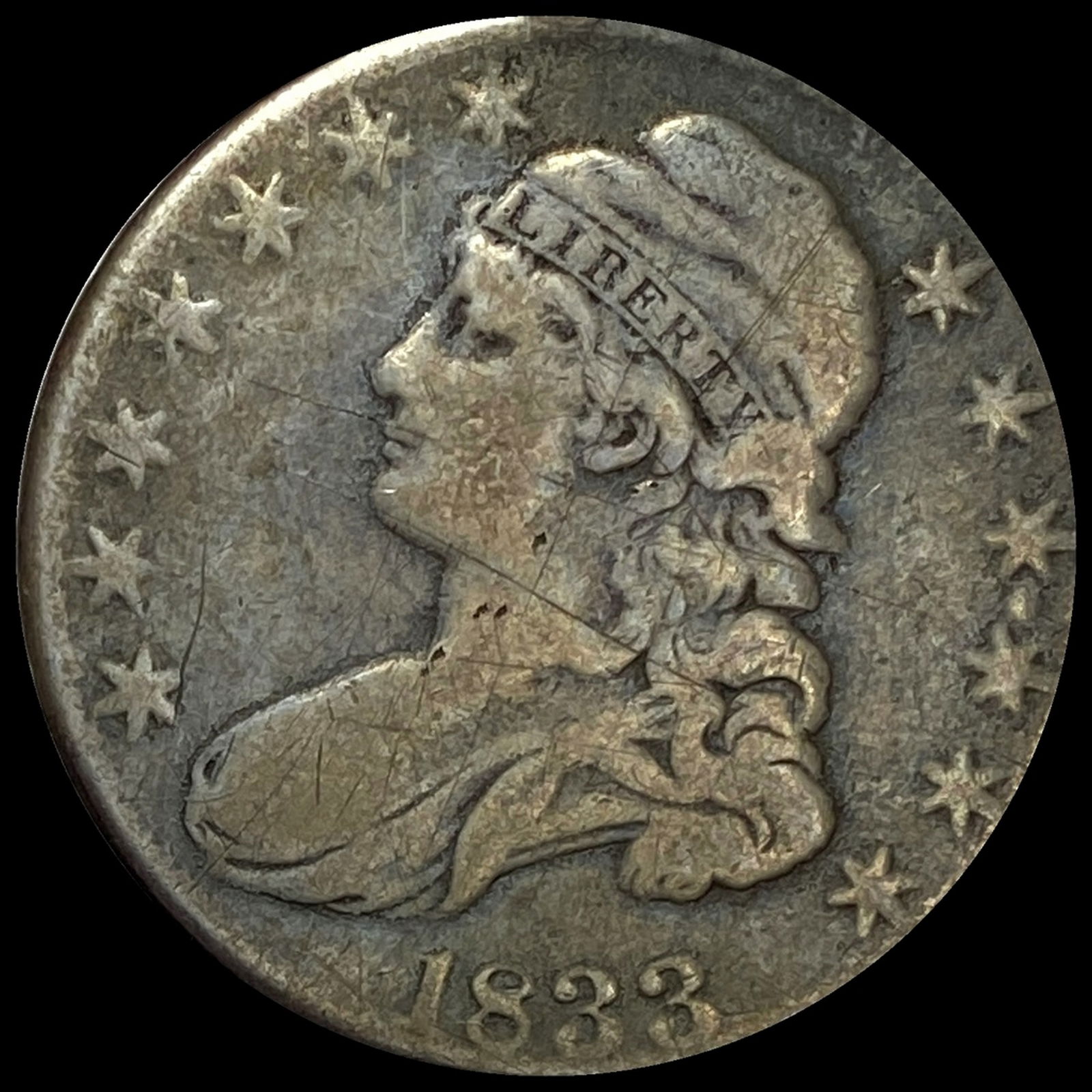 NICELY CIRCULATED 1833 Silver Capped Bust Half Dollar (1 of 2)