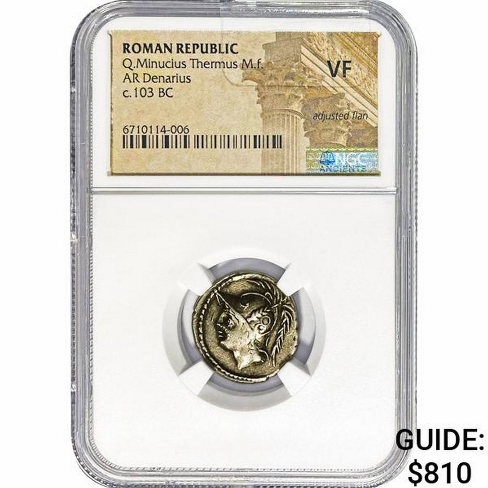 Roman Q.Minucius Thermuc c.103 BC Silver Denarius NGC (1 of 2)