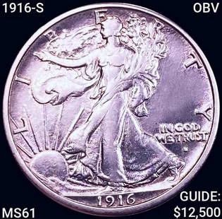 1916-S Walking Liberty Half Dollar UNCIRCULATED: 1916-S Walking Liberty Half Dollar UNCIRCULATED