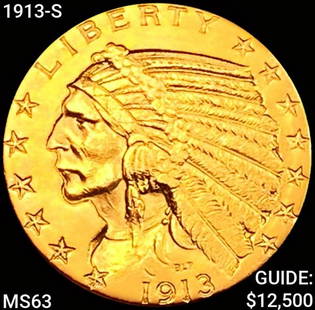 1913-S $5 Gold Half Eagle CHOICE BU: 1913-S $5 Gold Half Eagle CHOICE BU