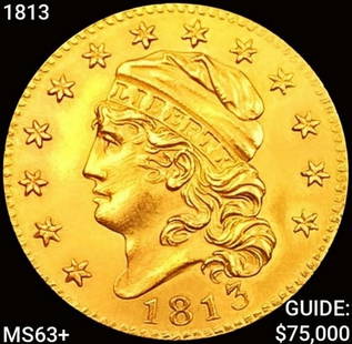 1813 $5 Gold Half Eagle CHOICE BU+: 1813 $5 Gold Half Eagle CHOICE BU+