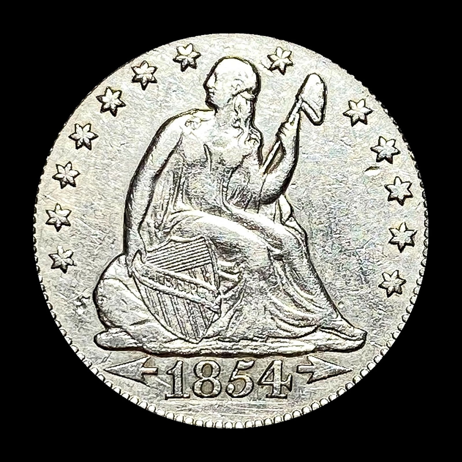 LIGHTLY CIRCULATED 1854-O Silver Seated Liberty Quarter (1 of 2)