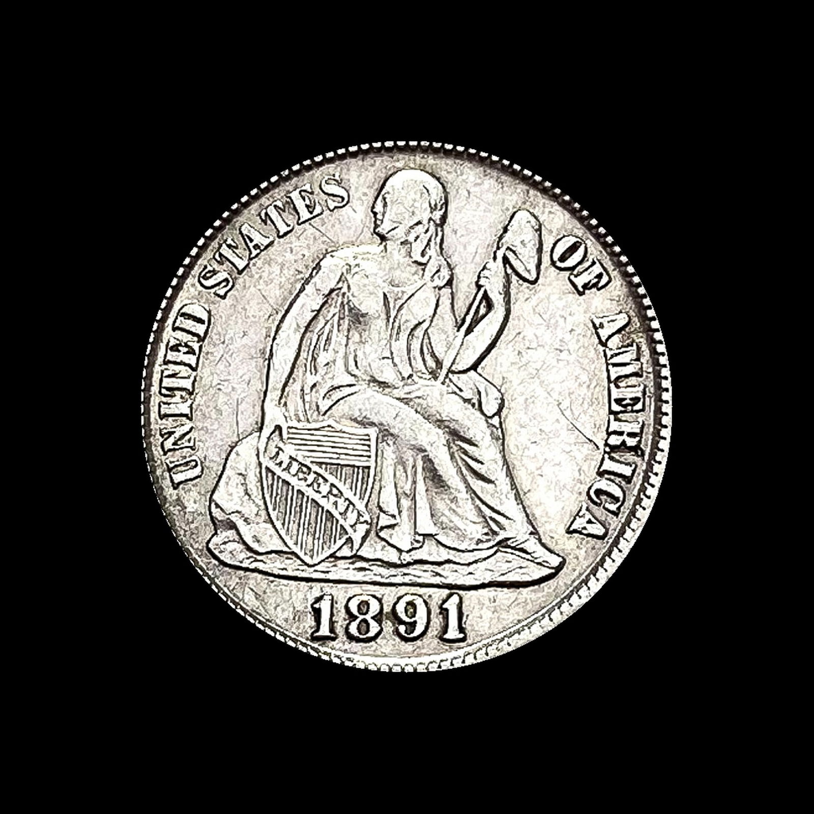 CLOSELY UNCIRCULATED 1891-S Silver Seated Liberty Dime (1 of 2)