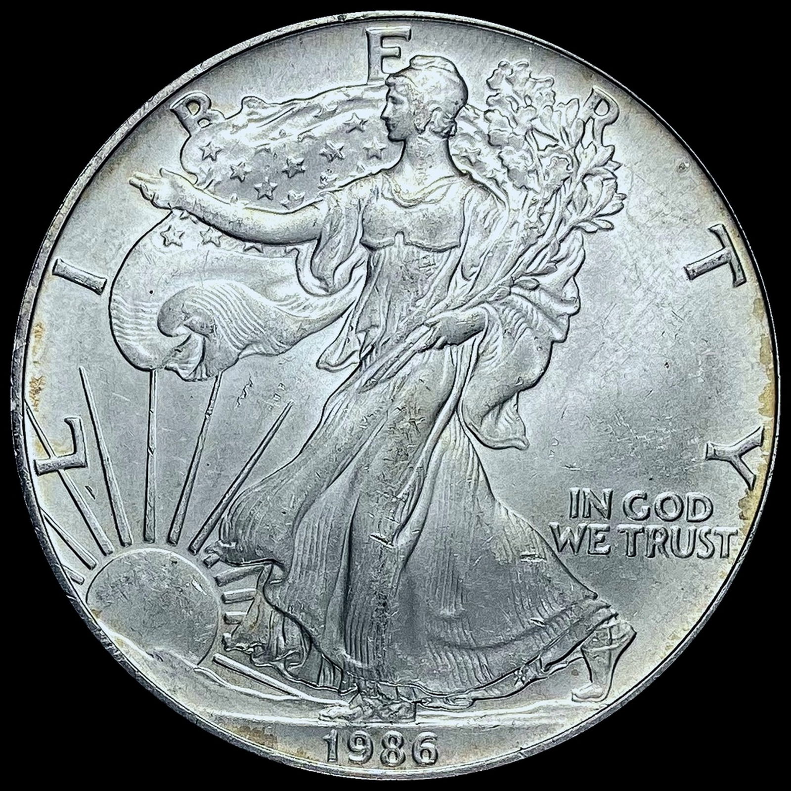 GEM BU 1986 1 oz Silver American Eagle $1 (1 of 2)