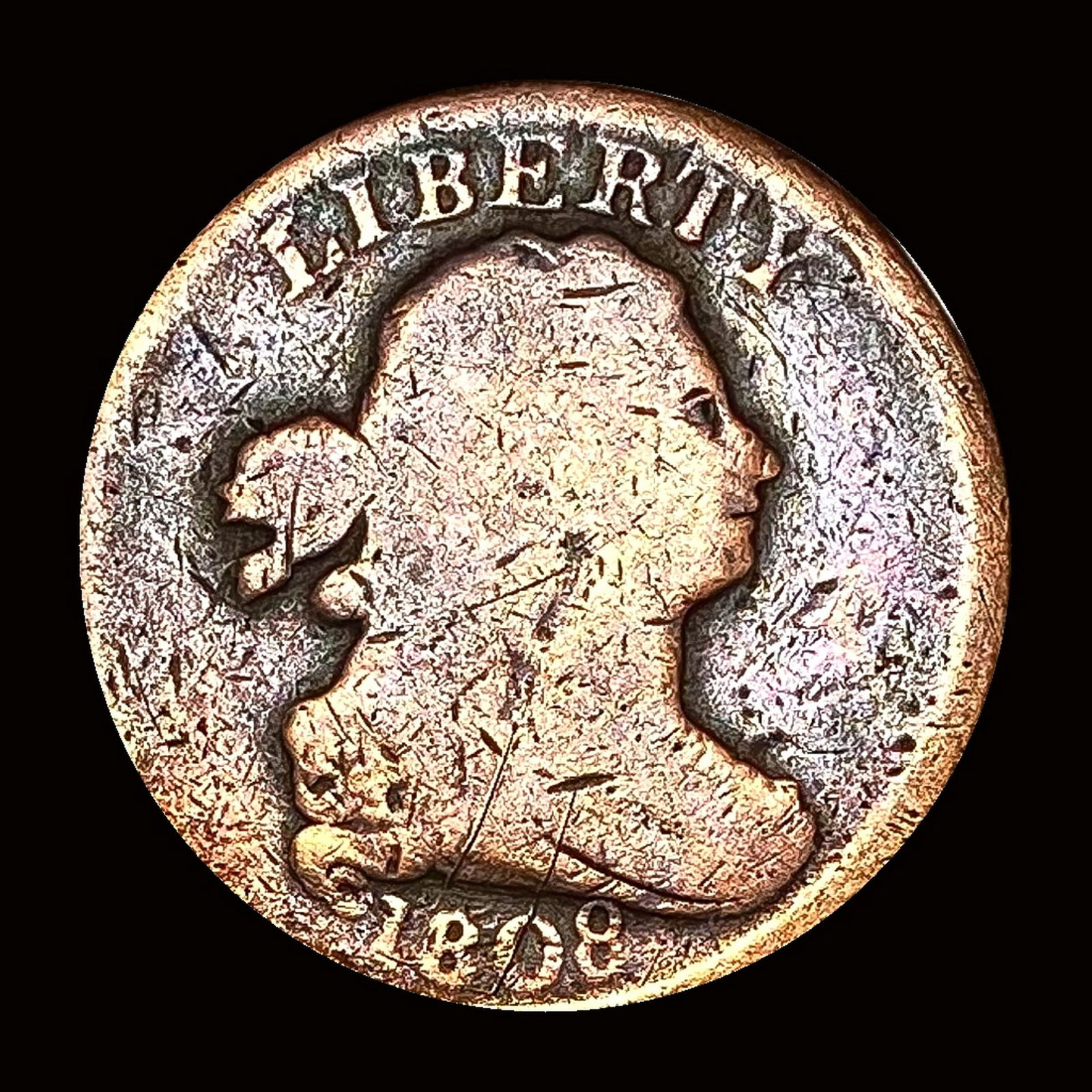 NICELY CIRCULATED 1808 Copper Half Cent (1 of 2)
