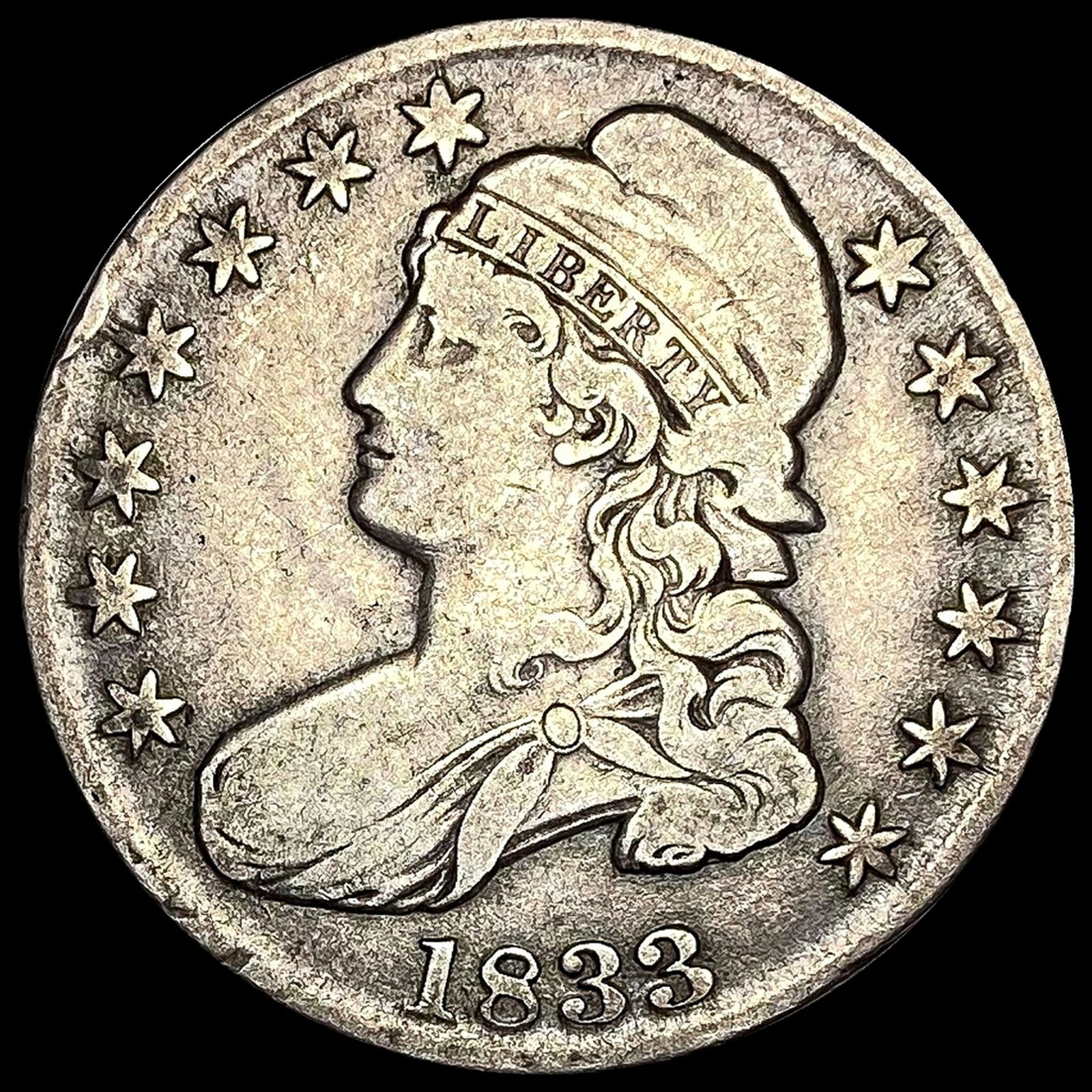 NICELY CIRCULATED 1833 Silver Capped Bust Half Dollar (1 of 2)