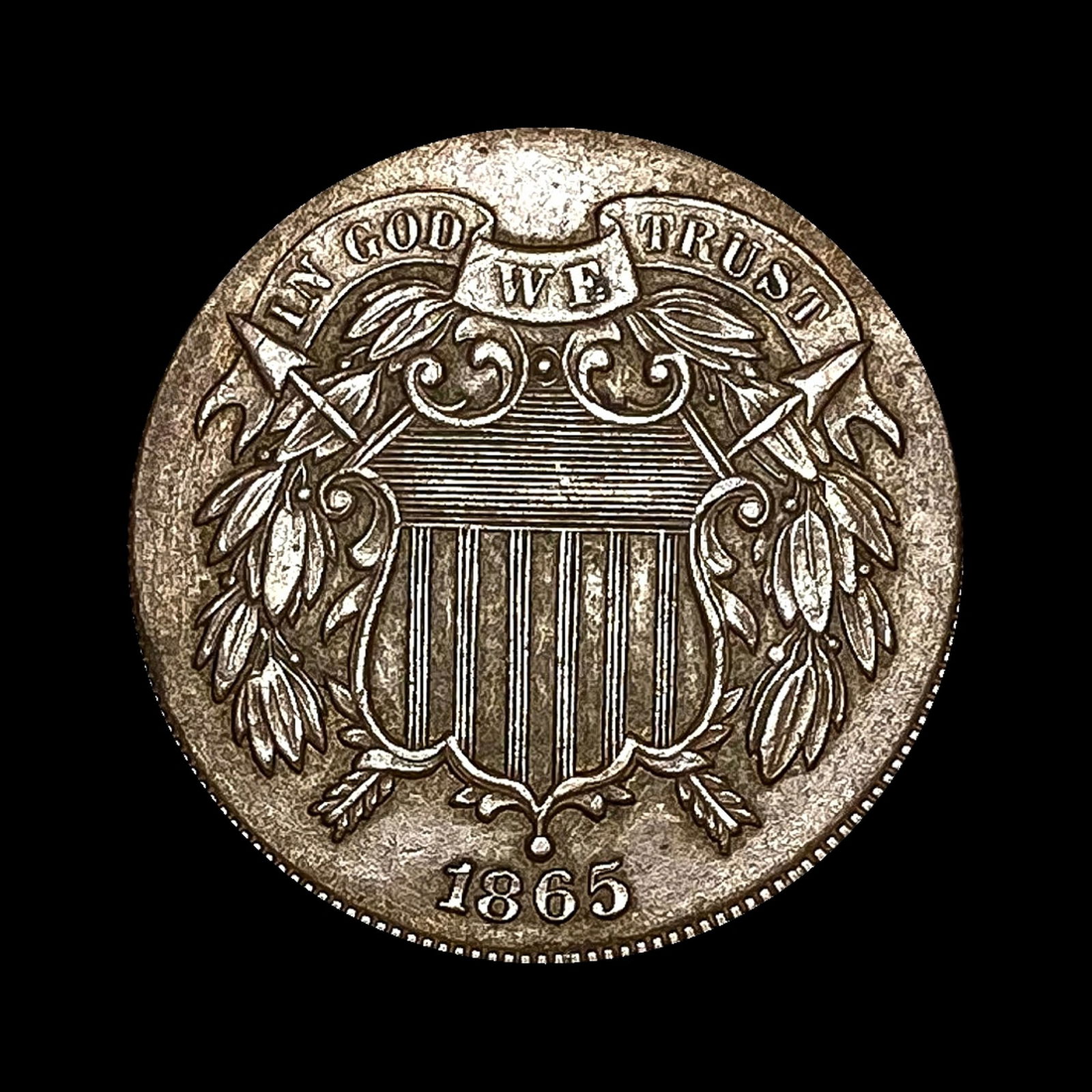 CLOSELY UNCIRCULATED 1865 Two-Cent Piece (1 of 2)