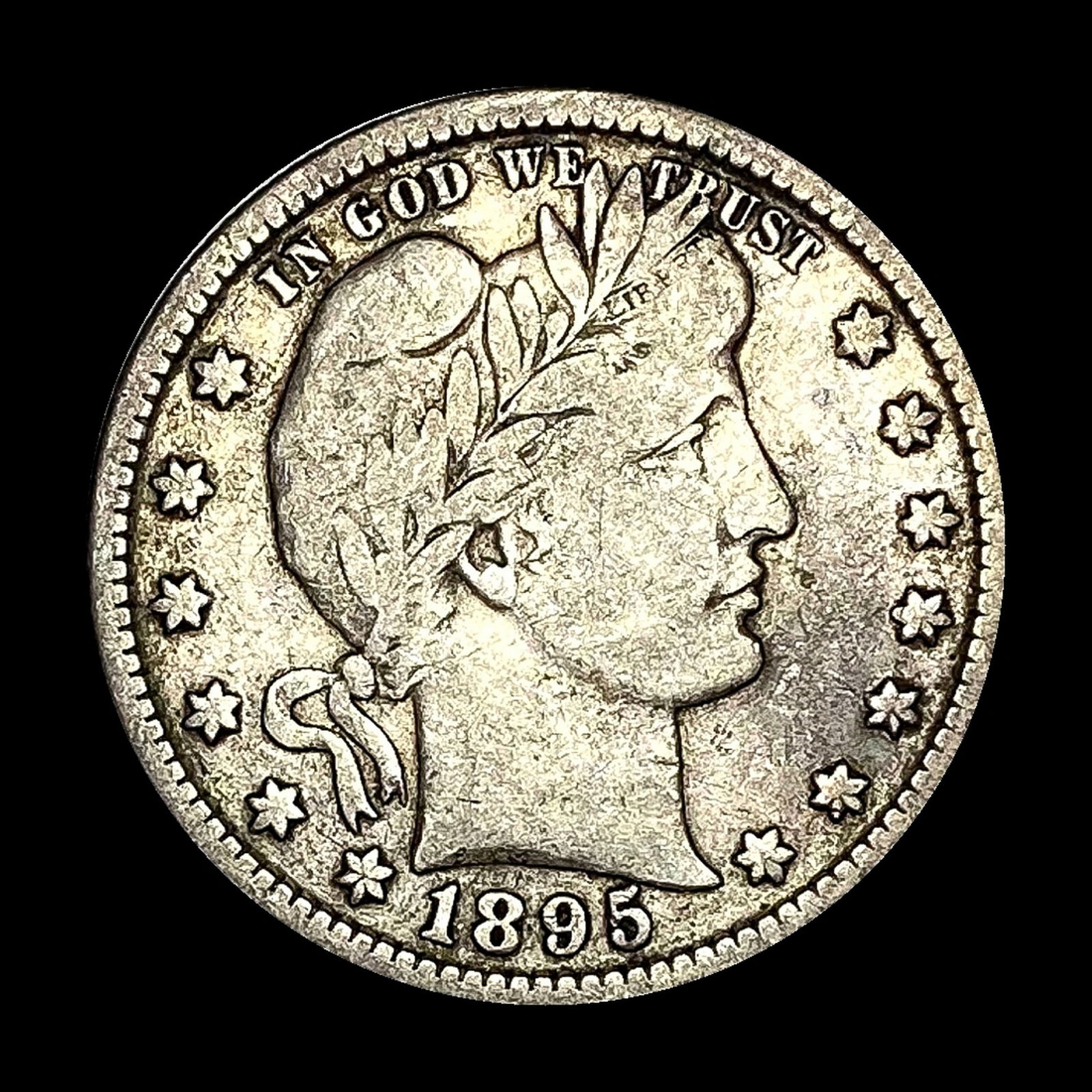 LIGHTLY CIRCULATED 1895-S Silver Barber Quarter (1 of 2)