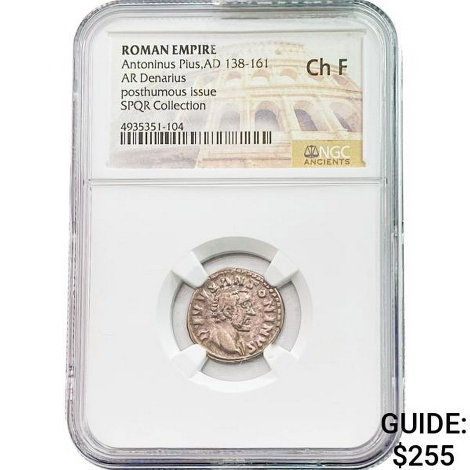 Roman Antoninus Pius, AD 138-161 Silver Denarius NGC (1 of 2)