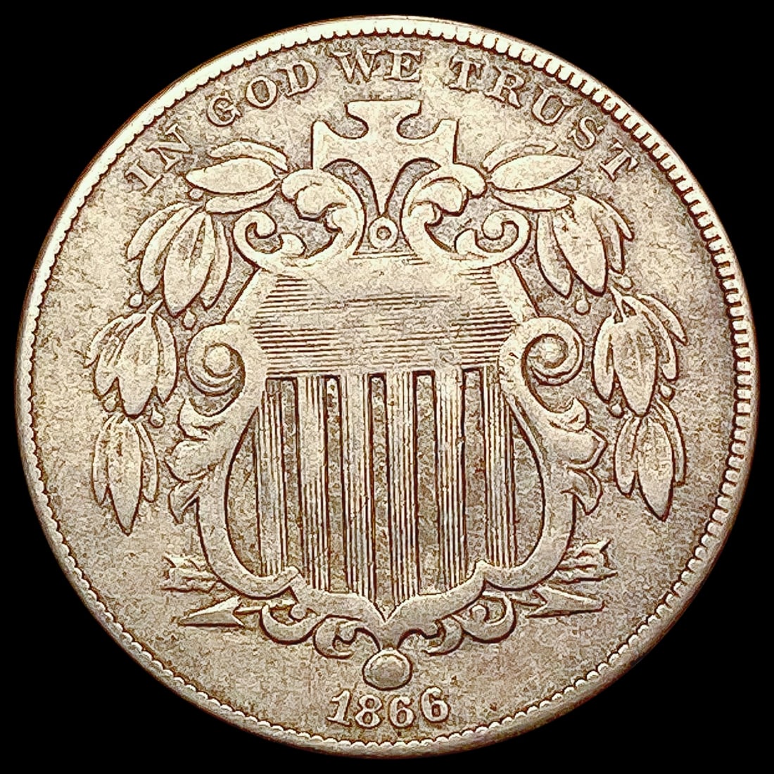 1866 Shield Nickel NEARLY UNCIRCULATED (1 of 2)