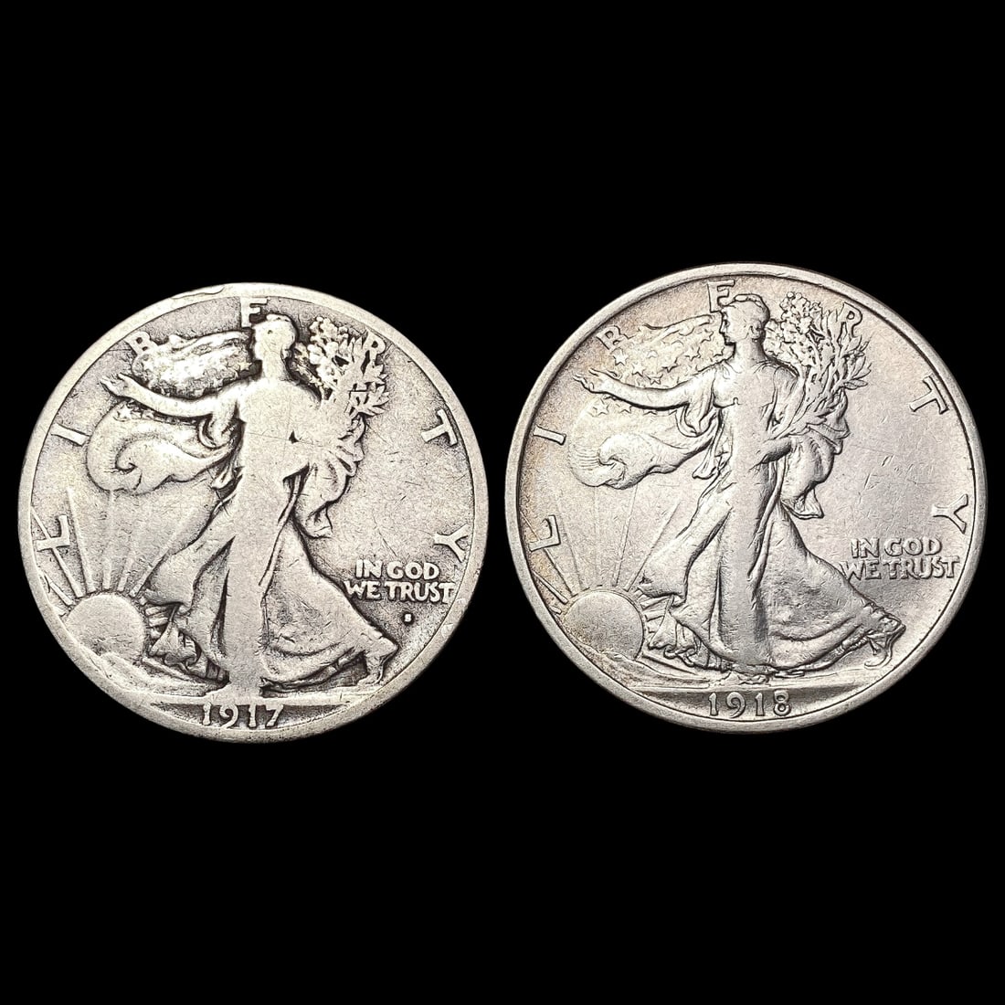 1917-1918 [2] Walking Liberty Half Dollar HIGH GRADE (1 of 2)