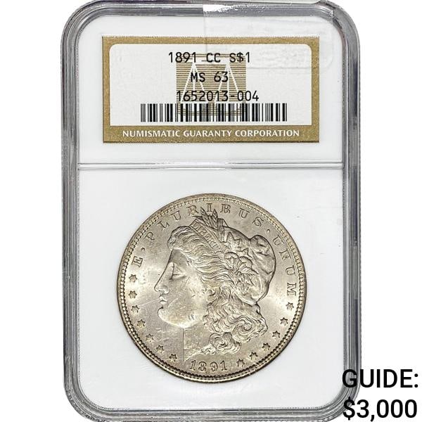 1891-CC Morgan Silver Dollar NGC MS63 (1 of 2)