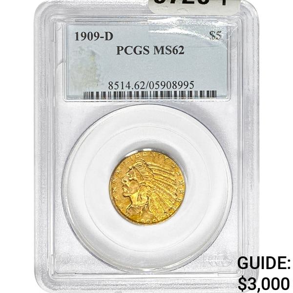 1909-D $5 Gold Half Eagle PCGS MS62 (1 of 2)