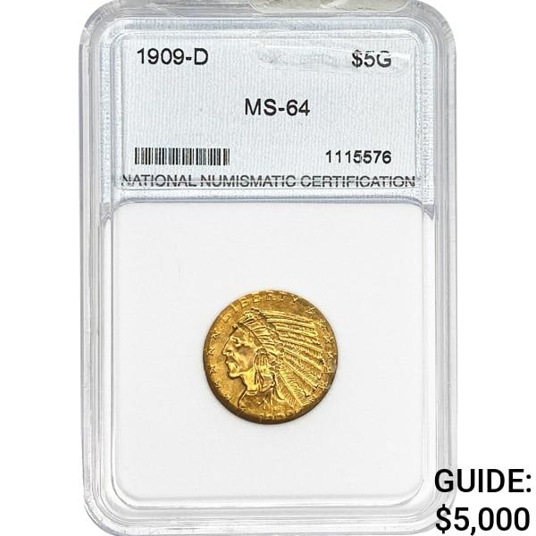 1909-D $5 Gold Half Eagle NNC MS64 (1 of 2)