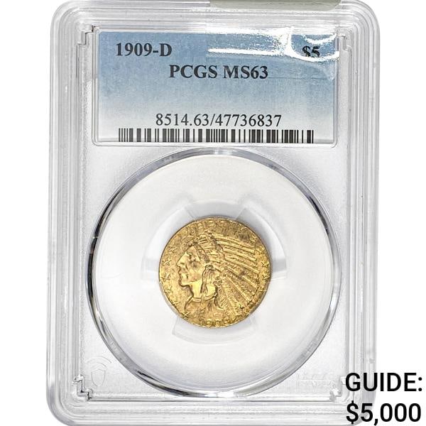 1909-D $5 Gold Half Eagle PCGS MS63 (1 of 2)