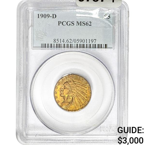 1909-D $5 Gold Half Eagle PCGS MS62 (1 of 2)