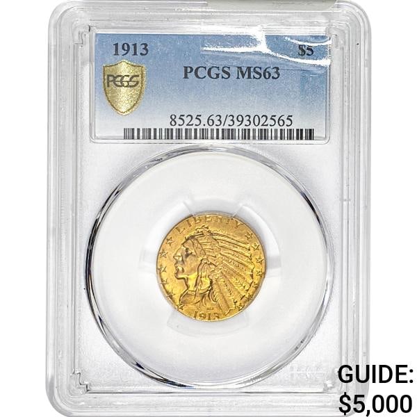 1913 $5 Gold Half Eagle PCGS MS63 (1 of 2)
