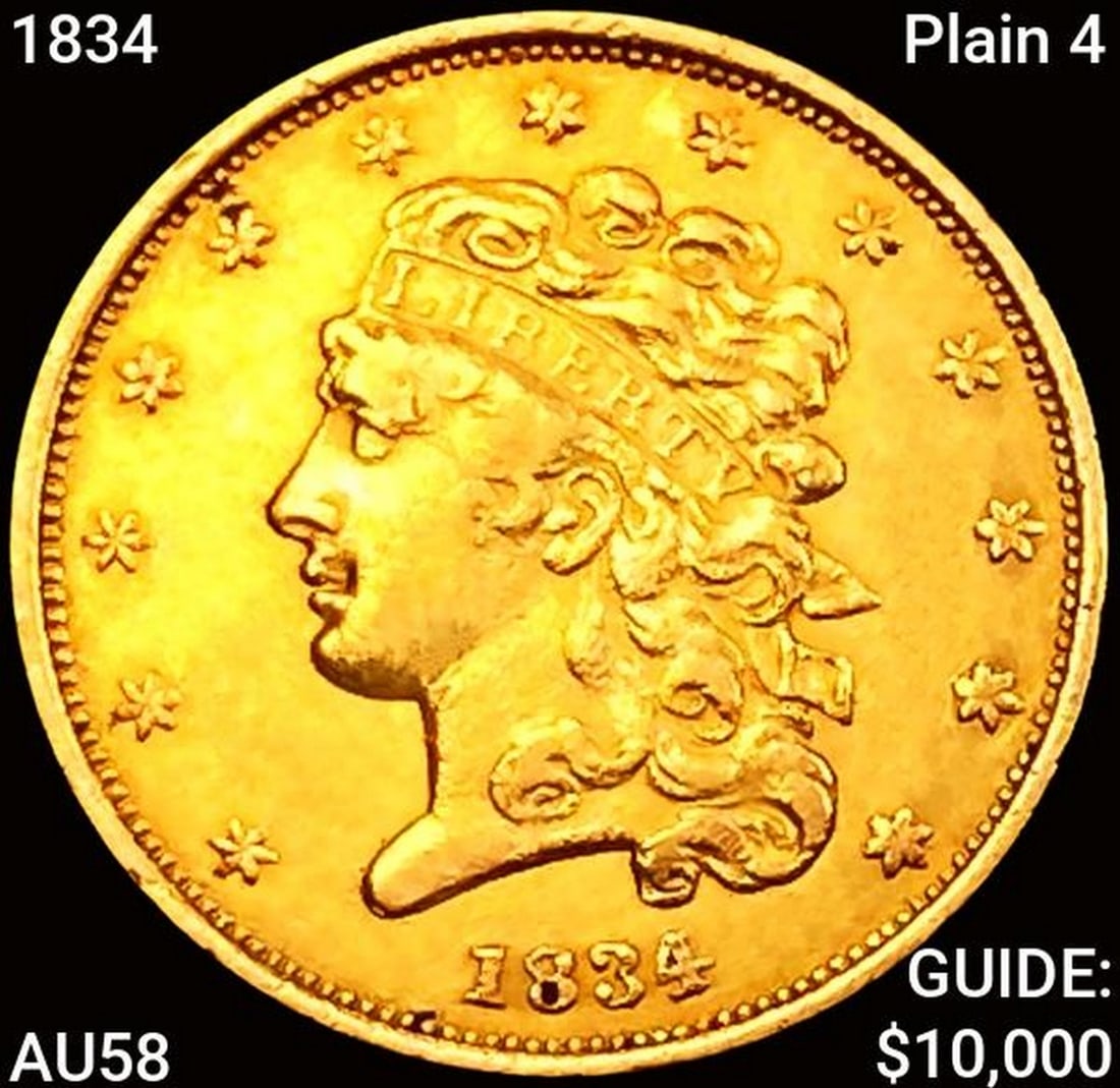 1834 Plain 4 $5 Gold Half Eagle CHOICE AU (1 of 2)