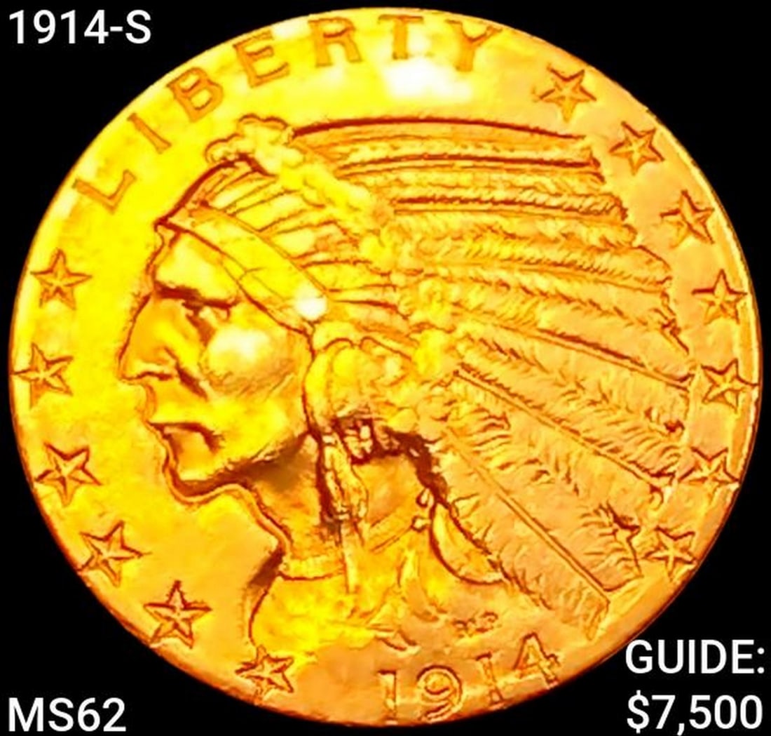 1914-S $5 Gold Half Eagle UNCIRCULATED (1 of 2)