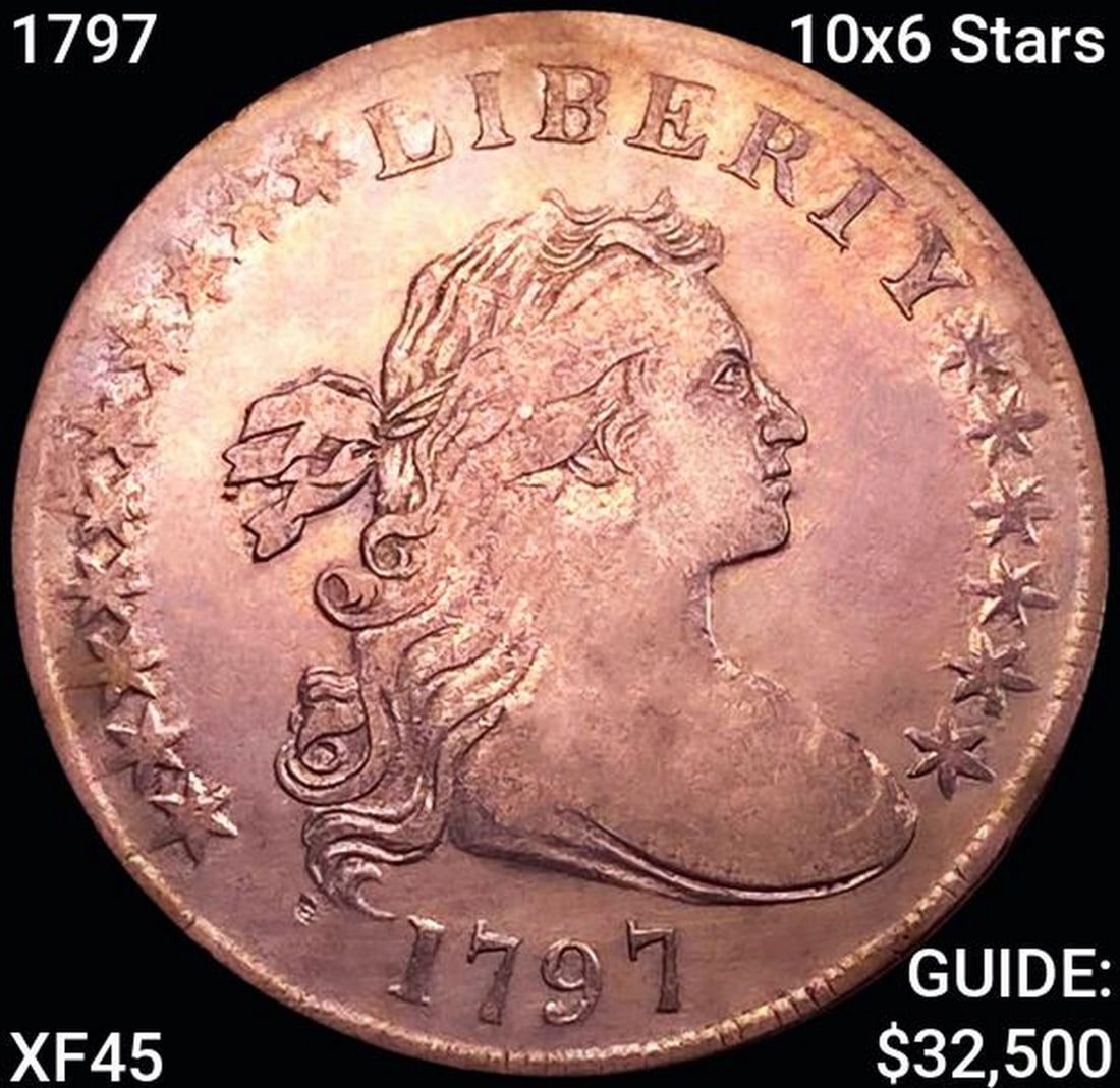1797 10x6 Stars Draped Bust Dollar NEARLY UNCIRCULATED (1 of 2)