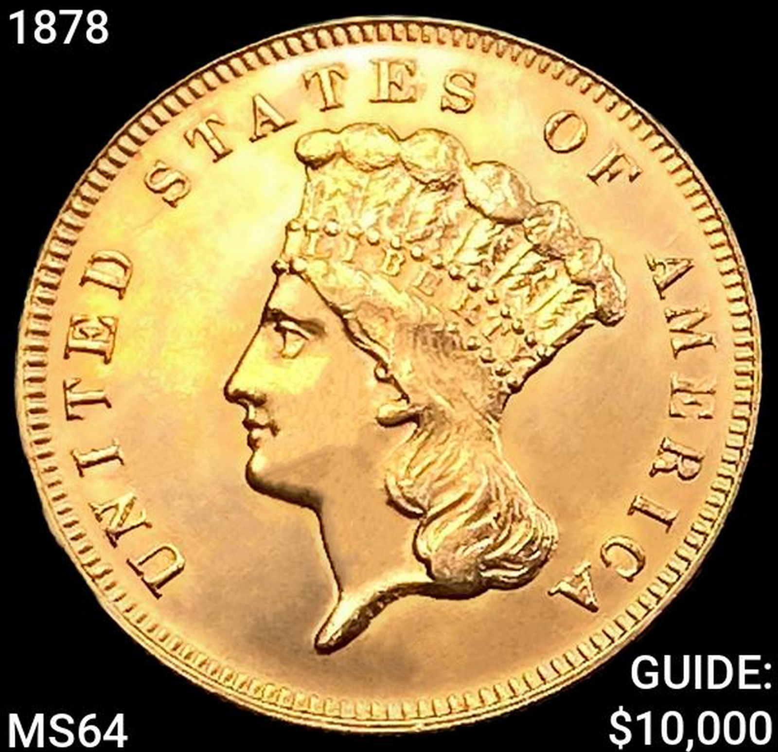 1878 $3 Gold Piece CHOICE BU (1 of 2)