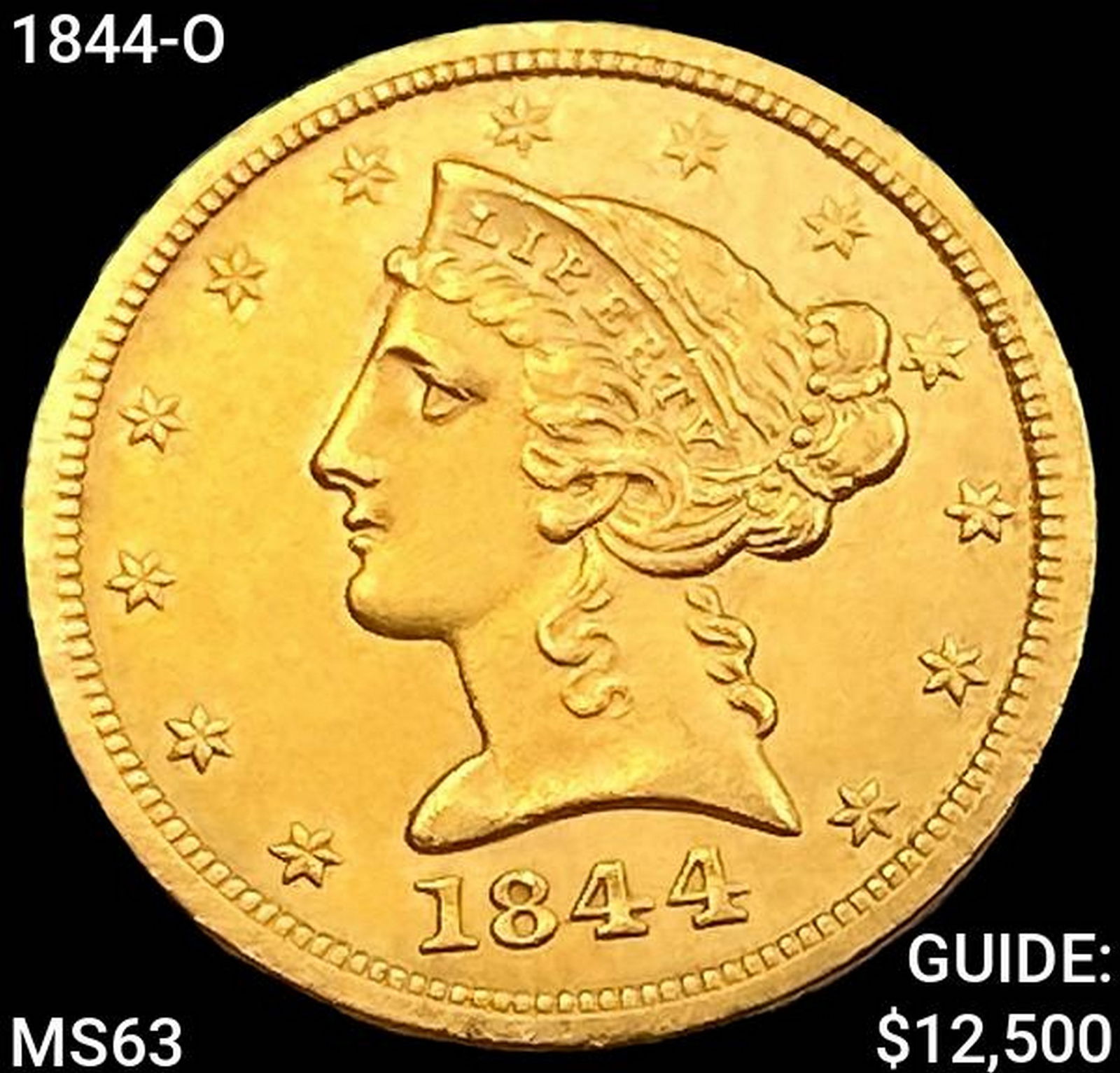 1844-O $5 Gold Half Eagle CHOICE BU (1 of 2)