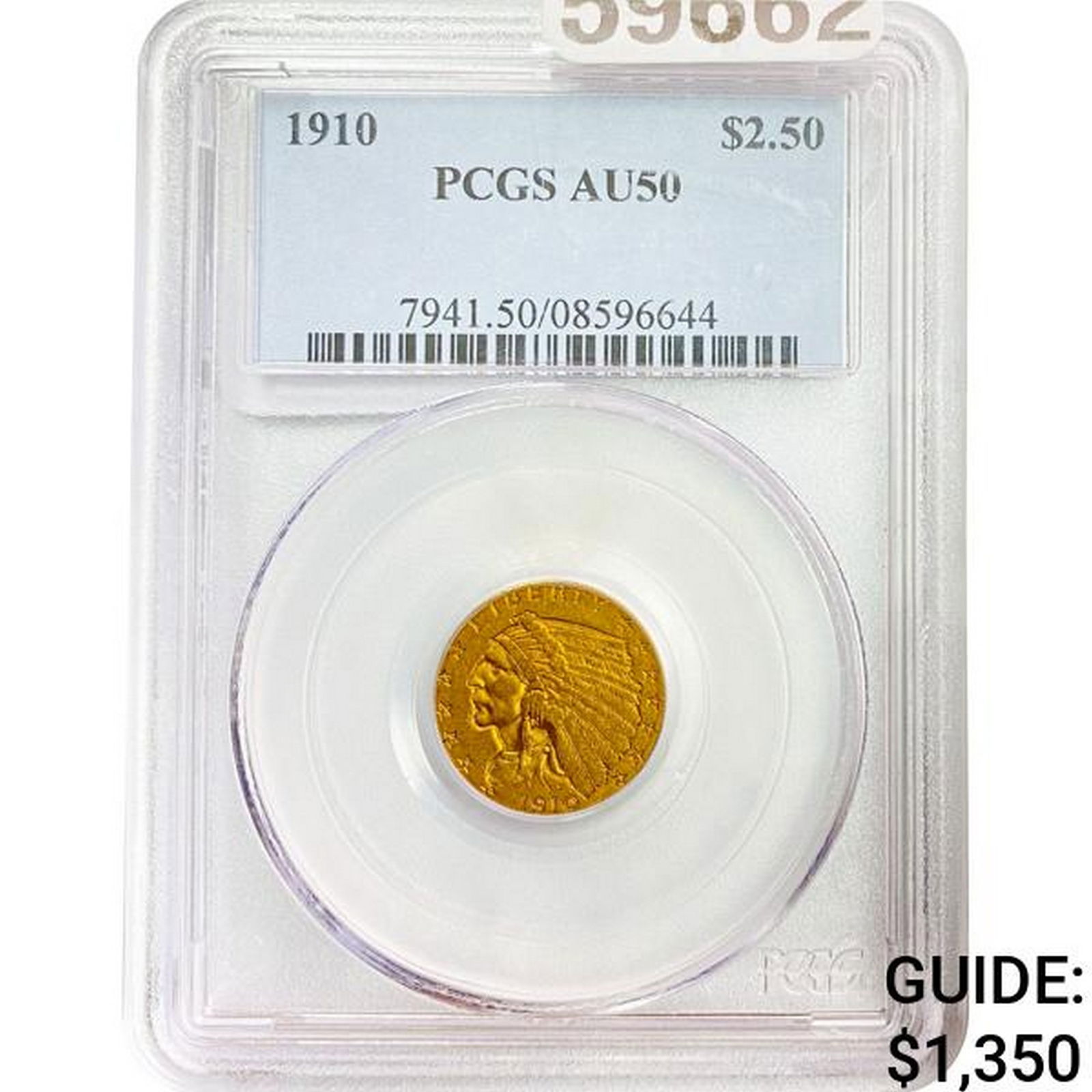 1910 $2.50 Indian Head Gold PCGS AU50 (1 of 2)