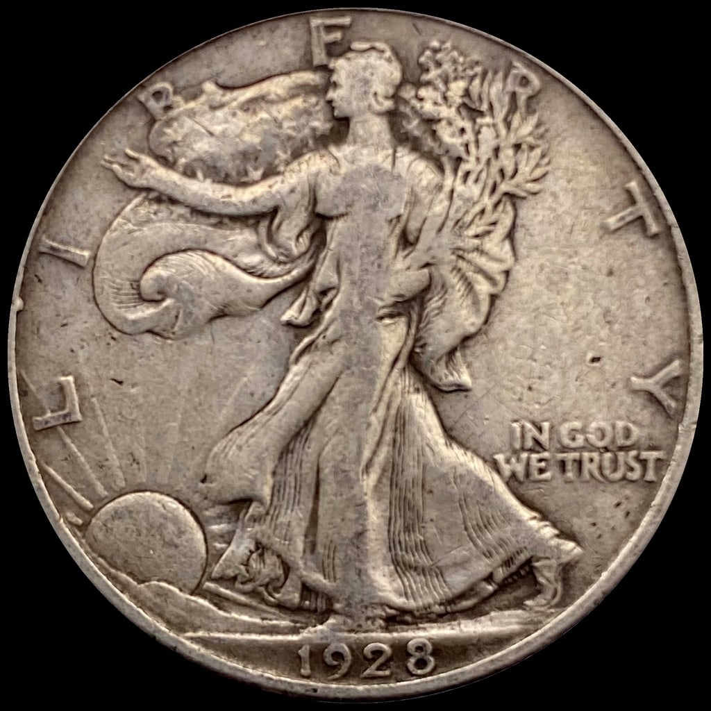 1928-S Silver Walking Liberty Half Dollar LIGHTLY CIRCULATED (1 of 2)