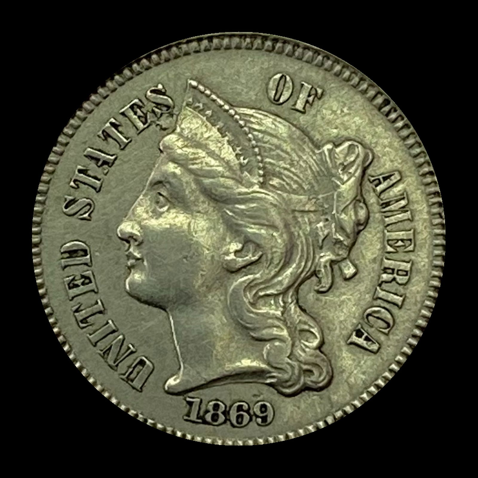 1869 Nickel Three-Cent Piece UNCIRCULATED (1 of 2)