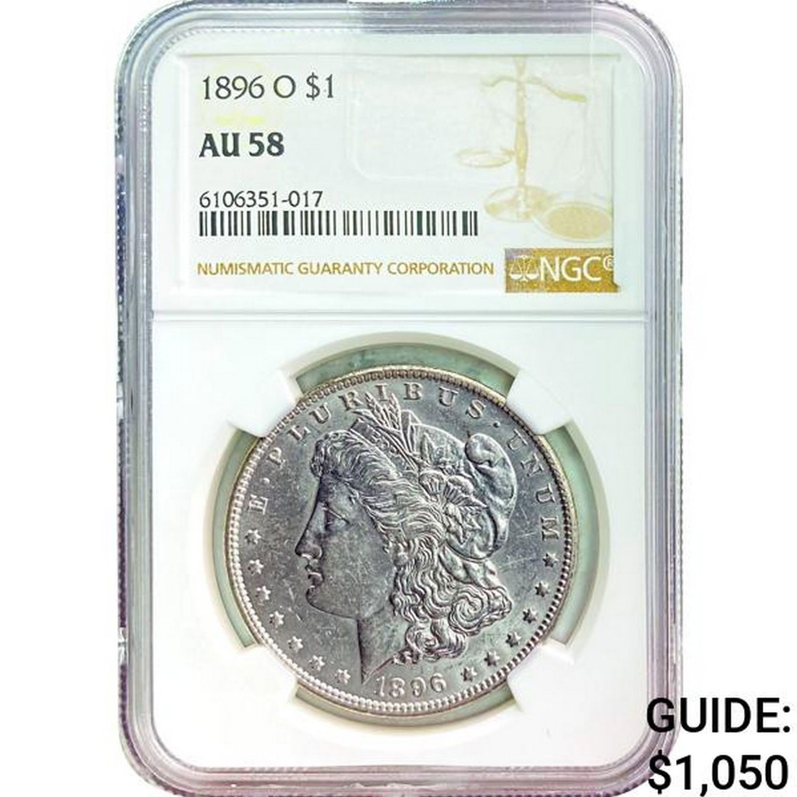 1896-O Morgan Silver Dollar NGC AU58 (1 of 2)
