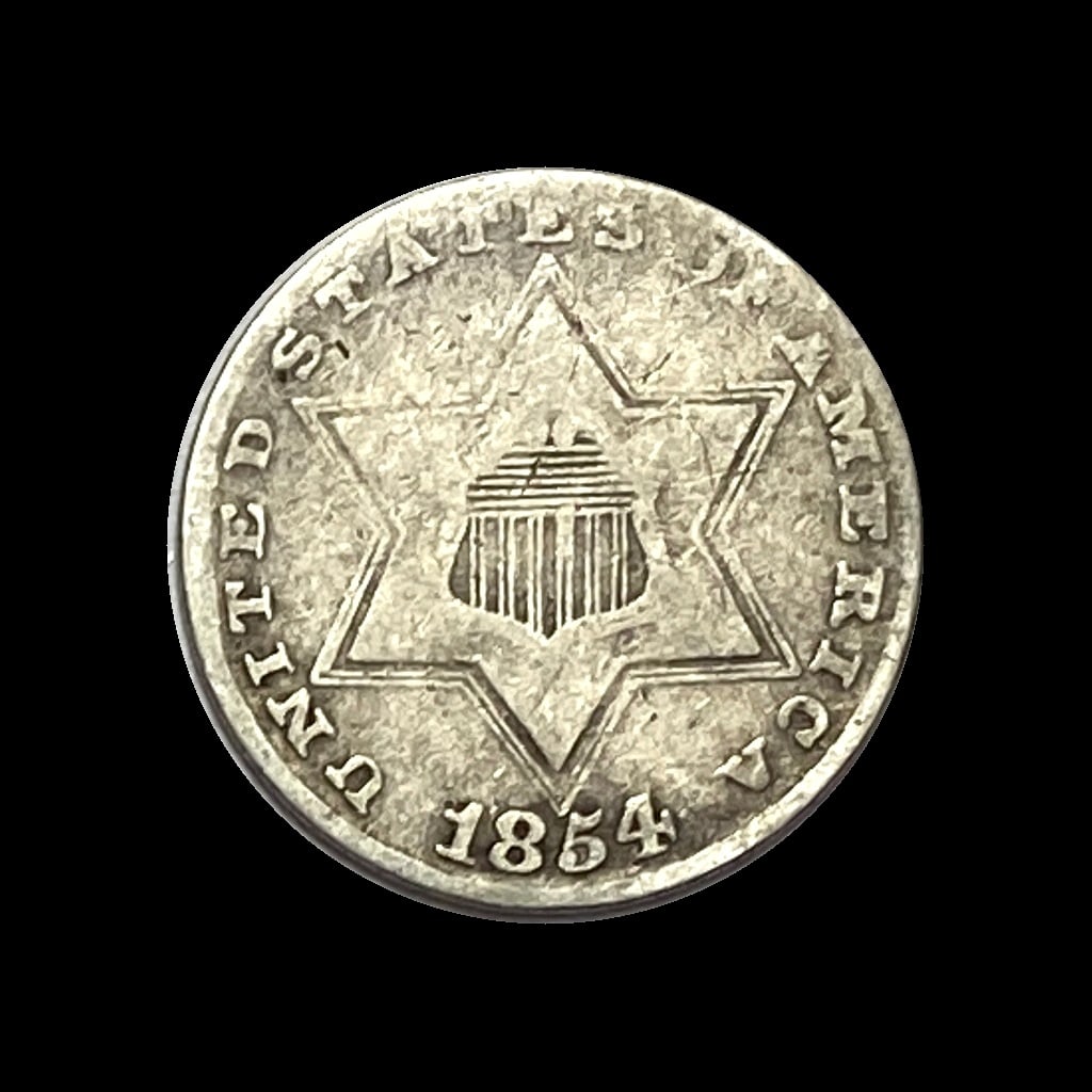1854 Silver Three-Cent Piece LIGHTLY CIRCULATED (1 of 2)