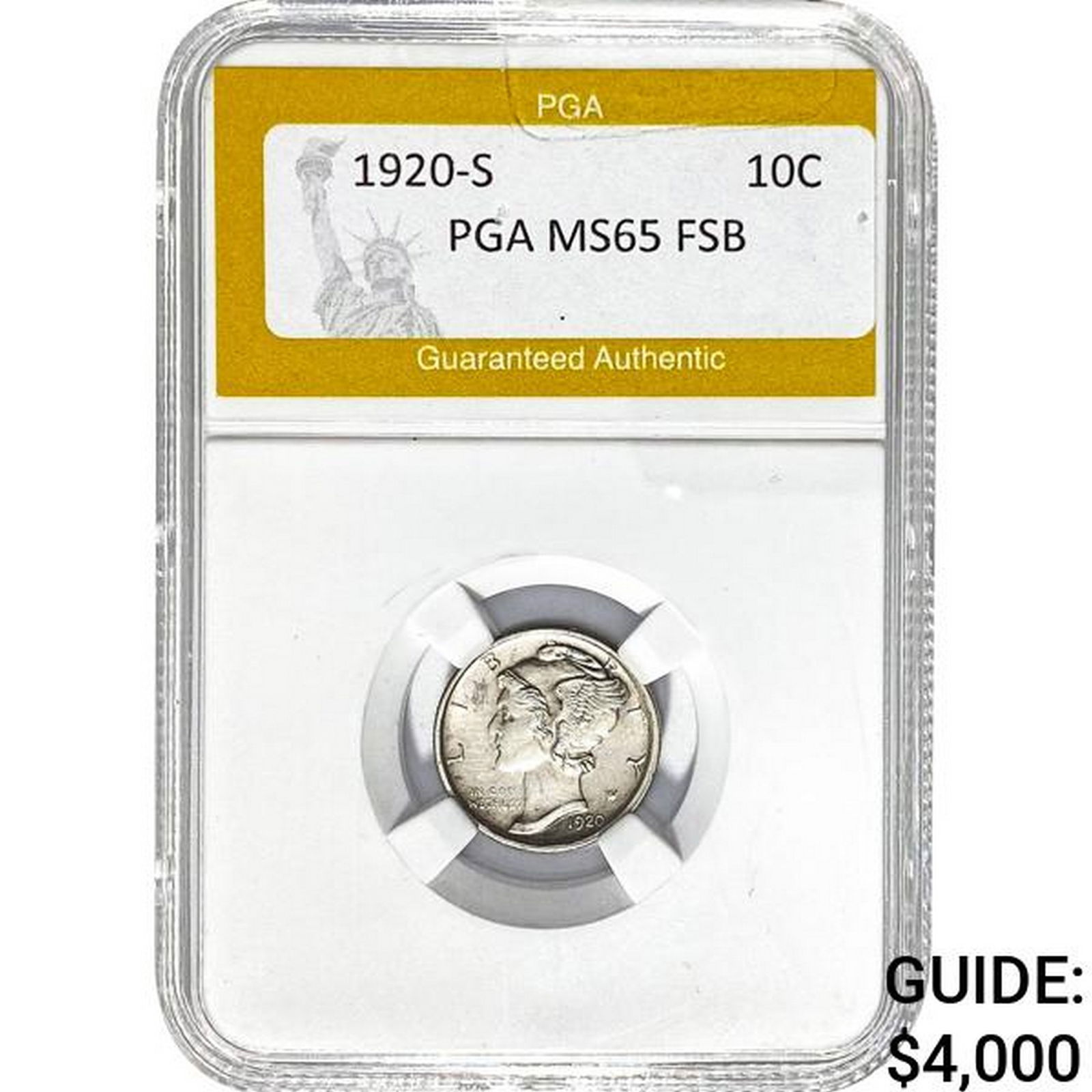 1920-S Mercury Dime PGA MS65 FSB (1 of 2)