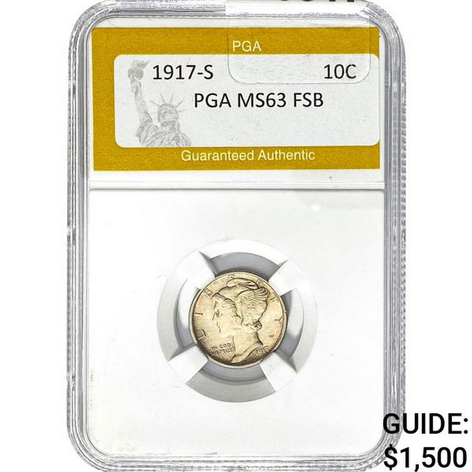 1917-S Mercury Dime PGA MS63 FSB (1 of 2)