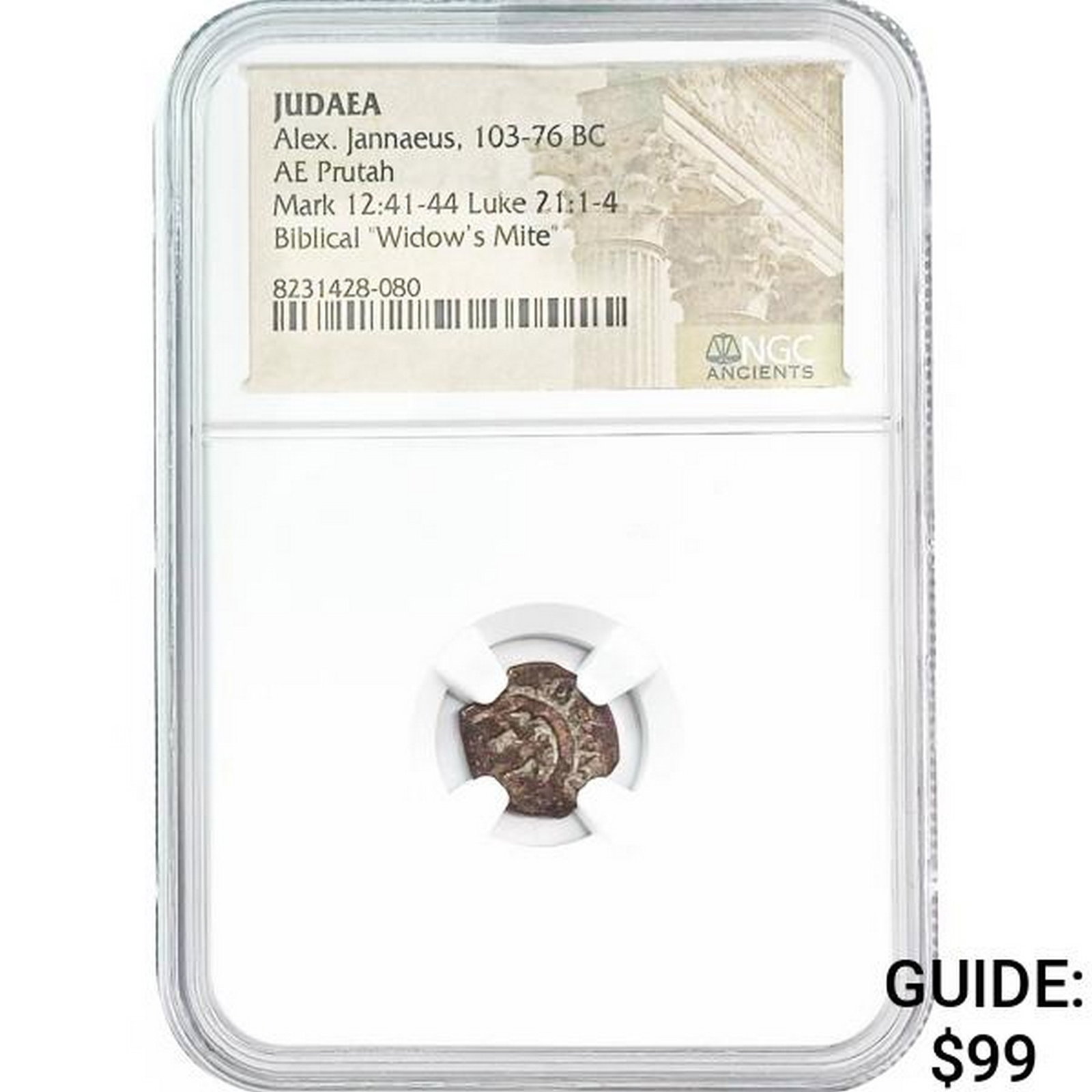 Judaea Alex. Jannaeus, 103-76 BC "Widow's Mite" N: Judaea Alex. Jannaeus, 103-76 BC "Widow's Mite" N
