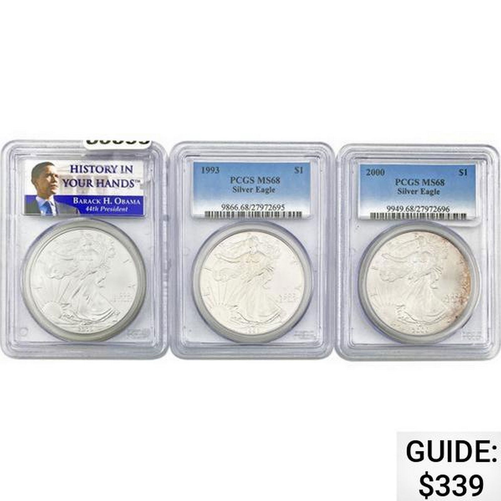 [3] 1993-2009 Silver Eagle PCGS MS68 (1 of 2)