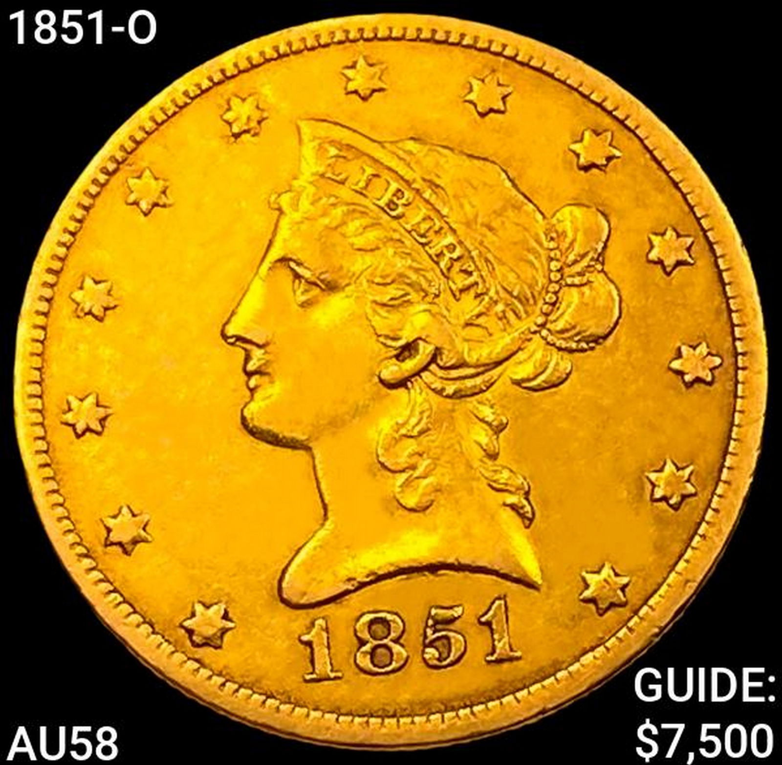 1851-O $10 Gold Eagle CHOICE AU (1 of 2)