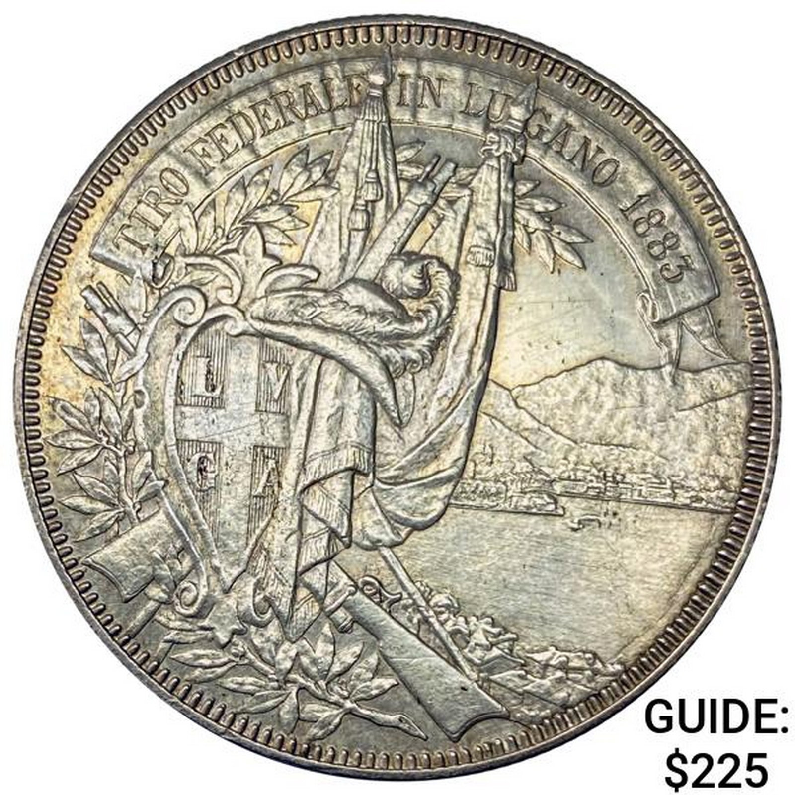 1883 Switzerland Silver 5 Francs CHOICE AU: 1883 Switzerland Silver 5 Francs CHOICE AU