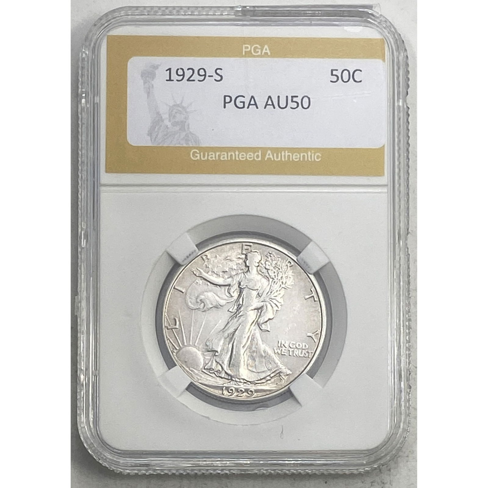 1929-S Walking Liberty Half Dollar PGA AU50 (1 of 2)