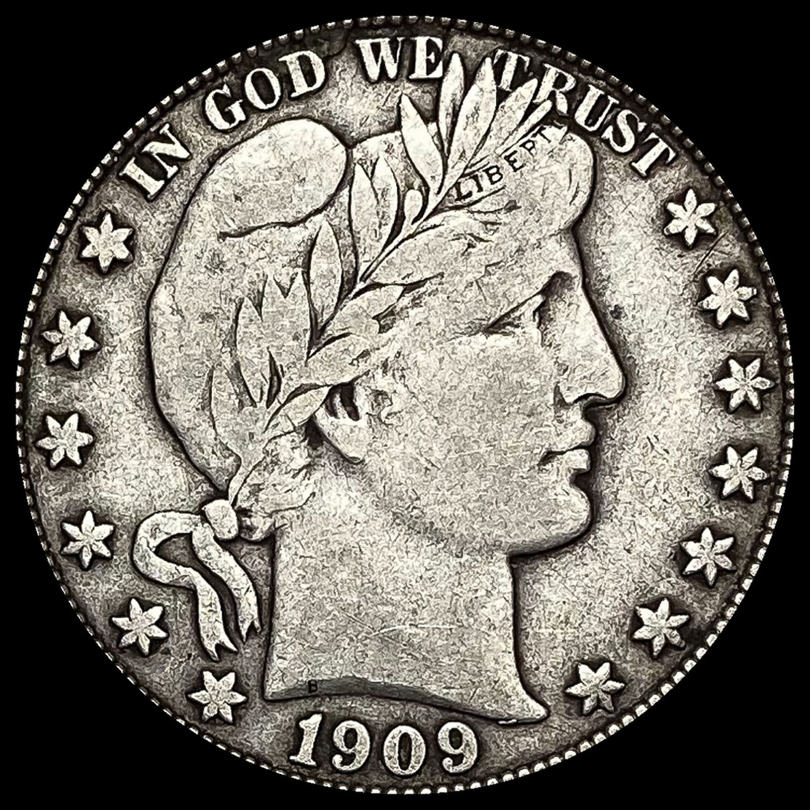 1909 Silver Half Dollar Barber LIGHTLY CIRCULATED (1 of 2)