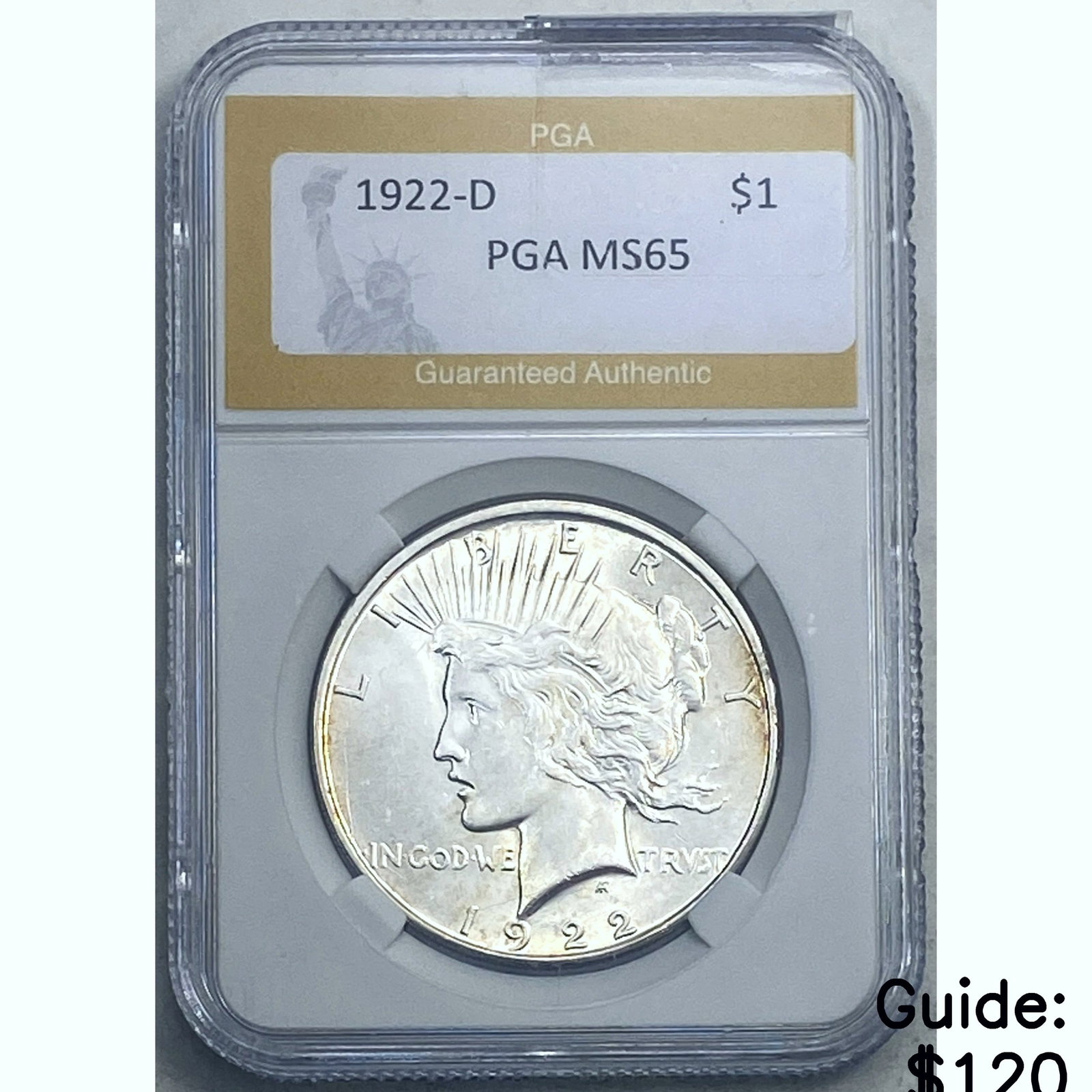 1922-D Peace Dollar PGA MS65 SILVER: 1922-D Peace Dollar PGA MS65 SILVER